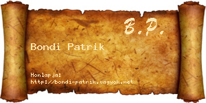 Bondi Patrik névjegykártya